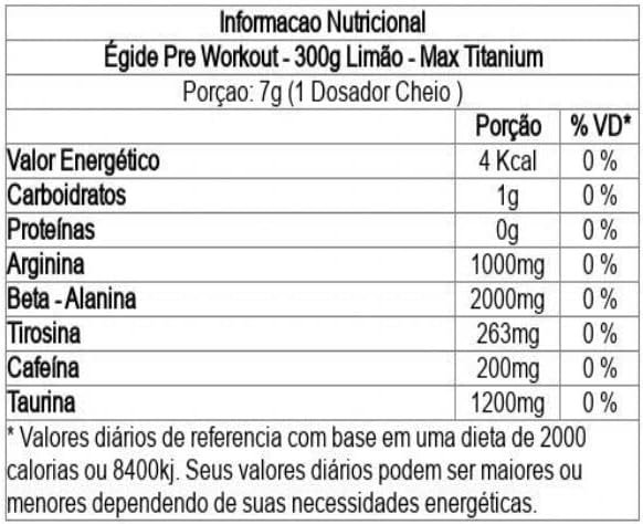 Egide Pre-Workout 300G (Limão) - Max Titanium - Imagem 2