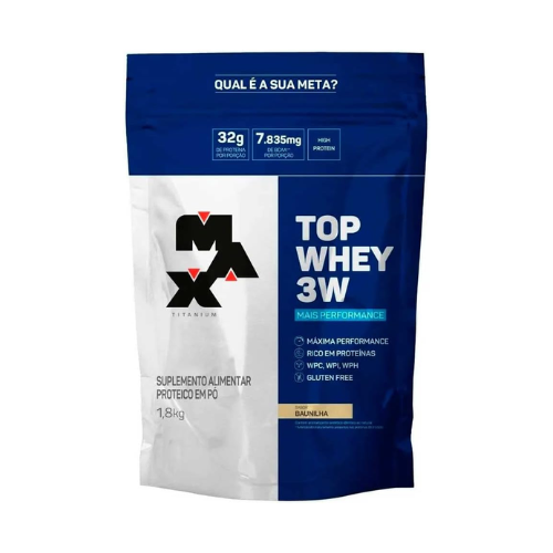 Top Whey 3W + Performance Refil 1 8Kg Baunilha V01 - Max Titanium