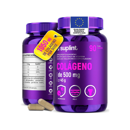 Colágeno Hidrolisado 1050 mg com Ácido Hialurônico e Vitamina C - Suplint