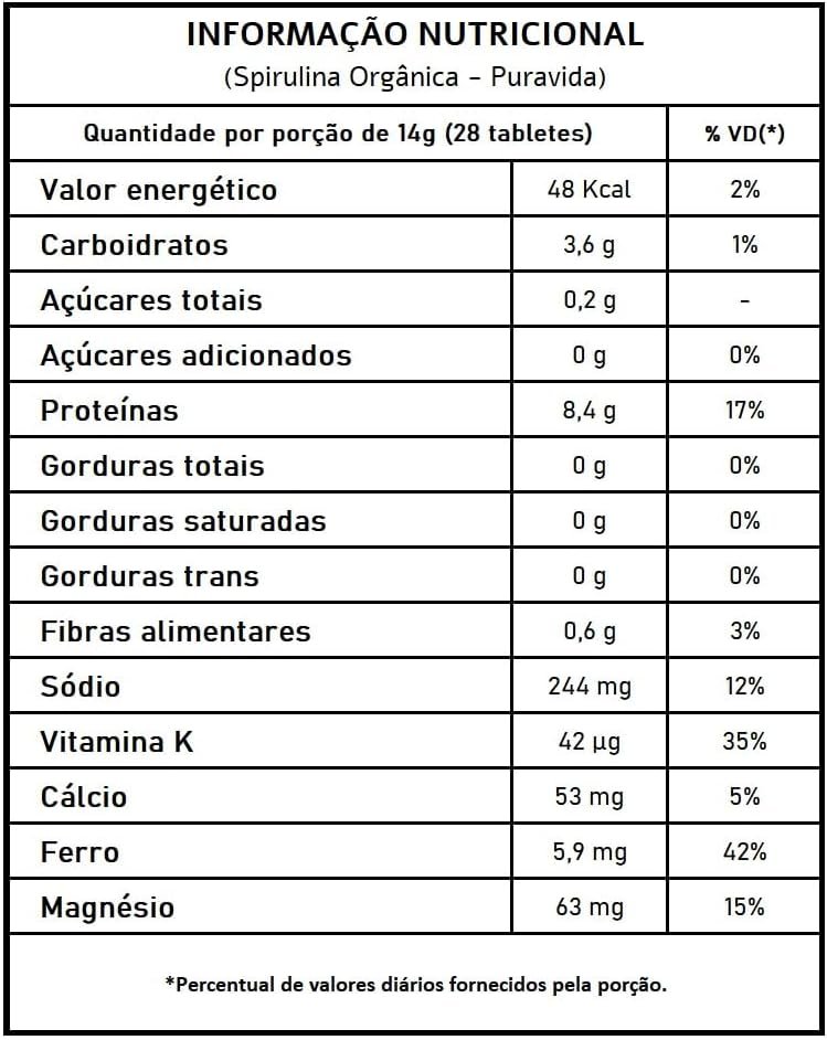 Spirulina Premium Frasco 300g - Puravida - Imagem 2