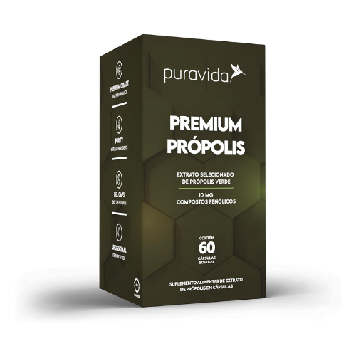 Vitaminas Extrato Própolis Verde 60 Cápsulas - Puravida