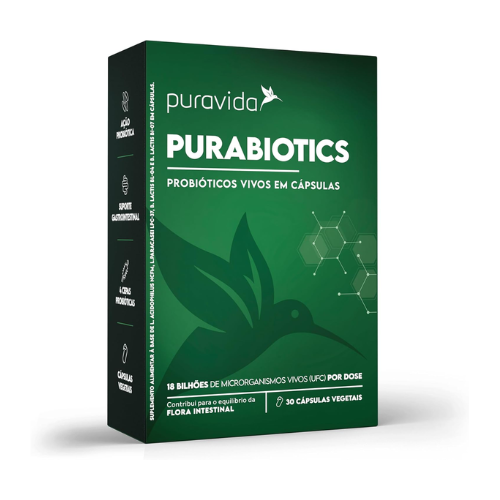 Suplemento de fibra alimentar Purabiotics 30 cápsulas - Puravida