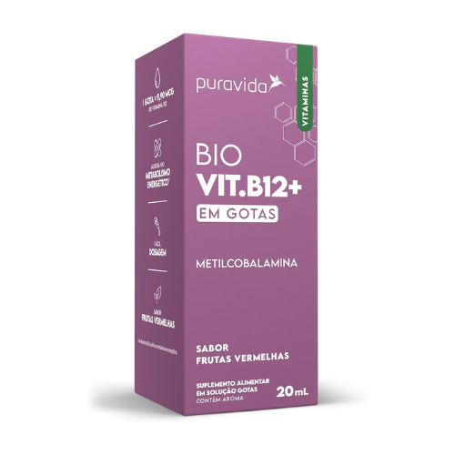Vitaminas Bio Vit. B12+ Metilcobalamina Frutas Vermelhas 20ml - Puravida