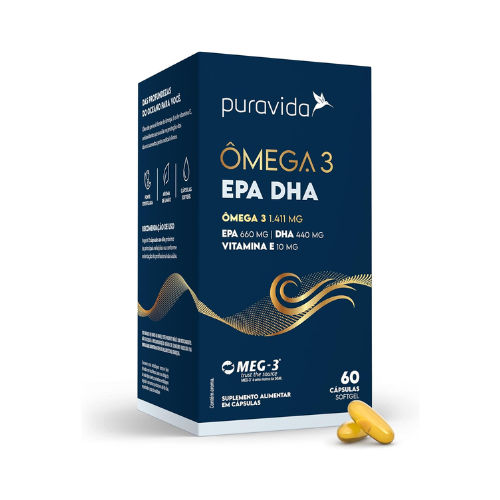 Ômega 3 EPA DHA 60 cápsulas - Puravida