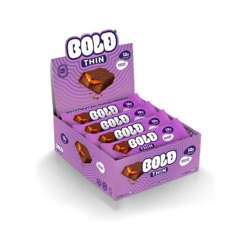 Barra de Proteína Thin Caramelo Crocante - Caixa com 12 unidades - Bold