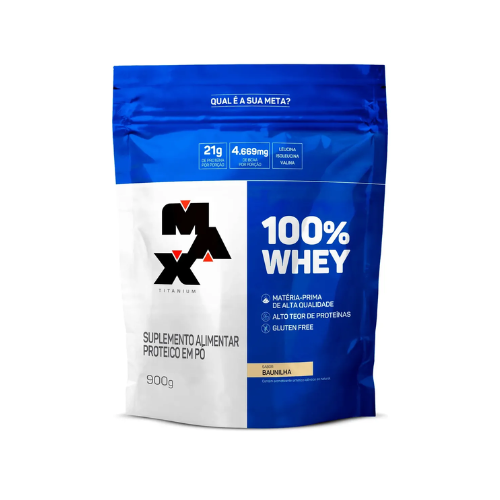100% Whey Protein Concentrado 900g Baunilha - Max Titanium