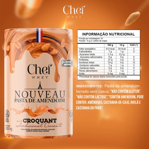 Suplemento Em Pasta De Amendoim + whey Protein 1.05kg - Chef whey - Imagem 2
