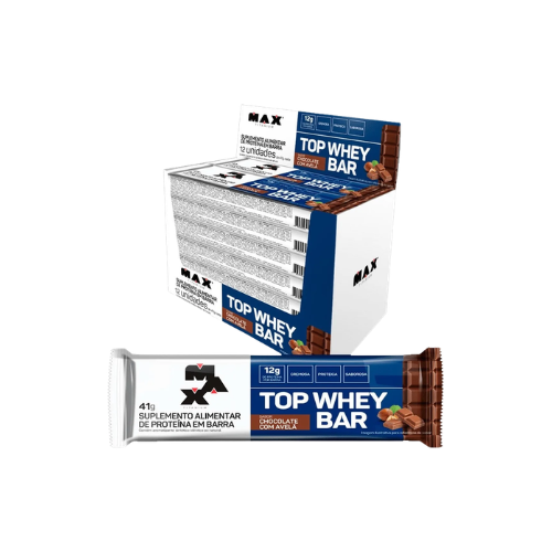 Top Whey Bar - Caixa C/12 Unidades Chocolate com avelã - Max Titanium