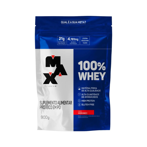 Whey Protein Concentrado morango 900g - Max Titanium
