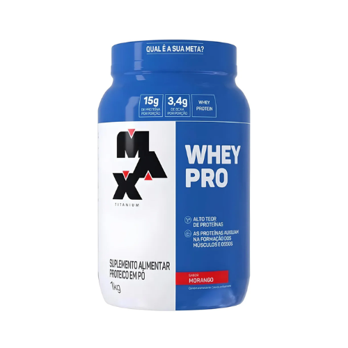 Whey Pro Concentrado Morango 1kg - Max Titanium
