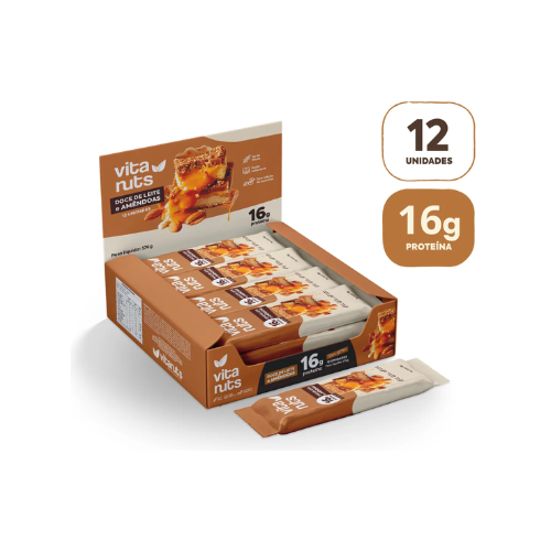 Barra De Proteína 16g Doce De Leite Com Amêndoas - Vitanuts