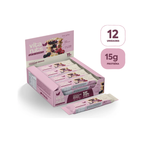 Barra De Proteína Choco Branco E Frutas Verm (12 unidades) - Vitanuts