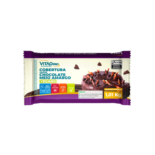 Cobertura Chocolate Meio Amargo Zero Açúcar 1,01kg - Vitao