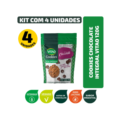 Kit Cookies Chocolate Integral 120g (04 Unidades) - Vitao