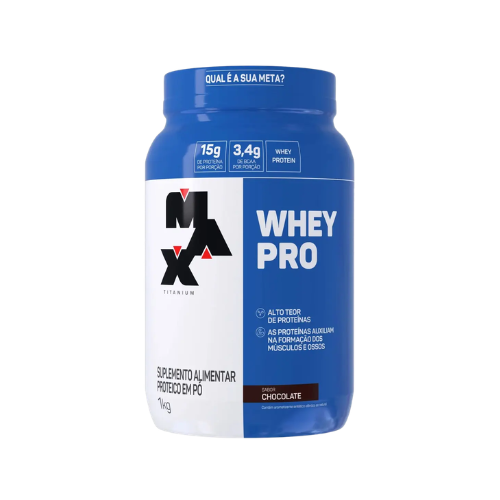 Whey Protein Concentrado Pote 1kg Sabor Chocolate - Max Titanium